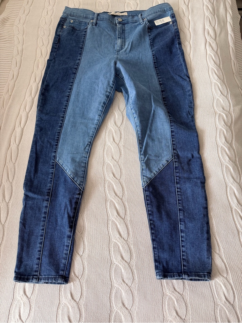 GAP Light and Medium Blue Colourblock Denim Jeans | Skinny High Rise Size 33 R
